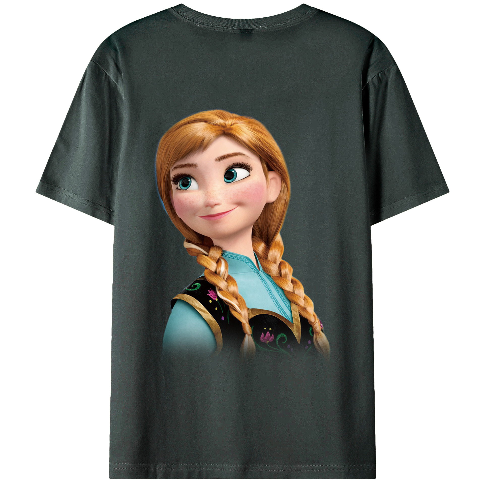 （画像用） アナと雪の女王 アンナ エルサ Frozen Anna Elsa 綿100％ メンズ半袖Tシャツ（バックプリント） 通気性